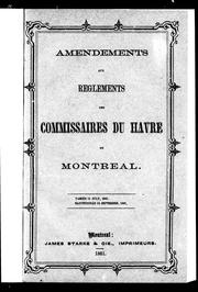 Cover of: Amendements aux Commissaires du Havre de Montréal: passés 11 July [sic], 1861, sanctionnés 12 septembre, 1861