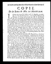 Cover of: Copie de la lettre de Mr. de Montcalm