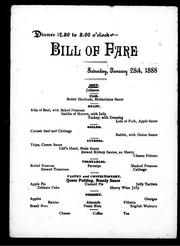 Cover of: Dinner, bill of fare