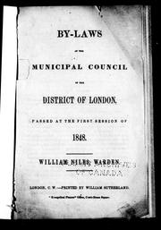 Cover of: By-laws of the Municipal Council of the District of London by London (Ont. : District)