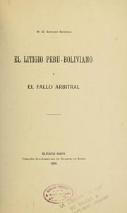 Cover of: El litigio perú-boliviano y el fallo arbitral by Matías G. Sánchez Sorondo