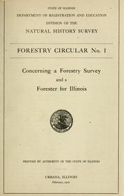 Cover of: Concerning a forestry survey and a forester for Illinois