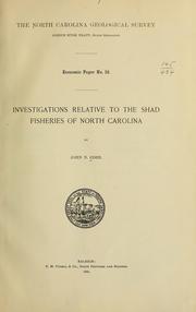 Cover of: Investigations relative to the shad fisheries of North Carolina