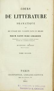 Cover of: Cours de litterature dramatique: ou, De l'usage des passions dans le drame