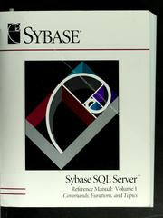 Cover of: Sybase SQL Server reference manual by Sybase, Inc