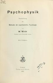 Cover of: Psychophysik: Darstellung der Methoden der experimentellen Psychologie