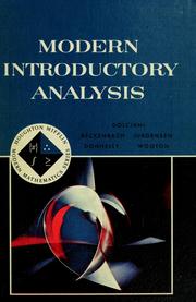 Cover of: Modern introductory analysis