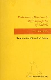 Cover of: Preliminary discourse to the Encyclopedia of Diderot