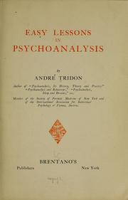 Cover of: Easy lessons in psychoanalysis