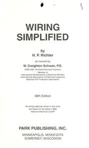 Cover of: Wiring Simplified (38th ed) by H. P. Richter, W. C. Schwan
