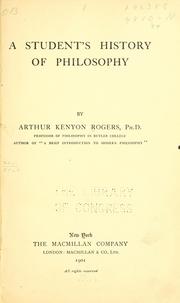 Cover of: A student's history of philosophy