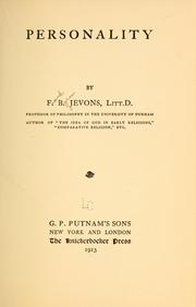 Cover of: Personality by F. B. Jevons, F. B. Jevons