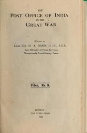 Cover of: The Post Office of India in the Great War