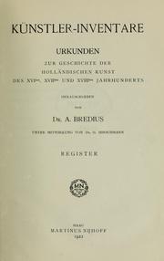 Cover of: Künstler-Inventare by Abraham Bredius