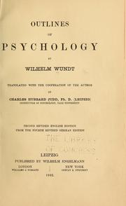 Cover of: Outlines of psychology by Wilhelm Max Wundt