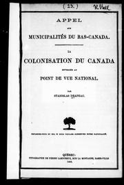 Cover of: La colonisation du Canada envisagée au point de vue national