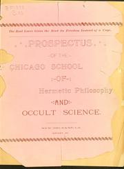 Cover of: Propsectus ... by Chicago school of hermetic philosophy and occult science New Orleans. [from old catalog]