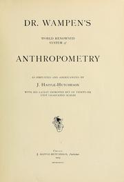 Cover of: Dr. Wampen's world renowned system of anthropometry as simplified and Americanized