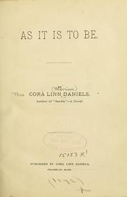 Cover of: As it is to be