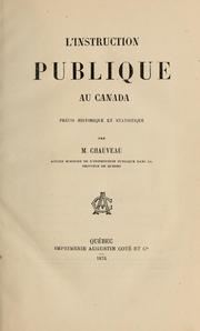Cover of: L' instruction publique au Canada: précis historique et statistique