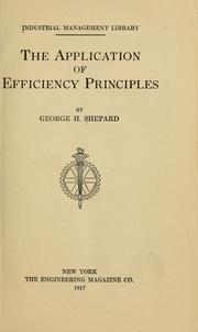 Cover of: The application of efficiency principles