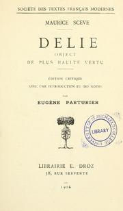 Cover of: Delie, object de plus haulte vertu.