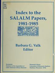 Cover of: Index to the SALALM papers, 1981-1985
