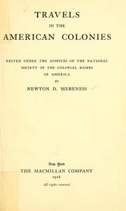 Cover of: Travels in the American colonies