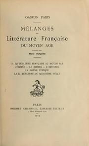 Cover of: Mélanges de littérature française du moyen âge by Gaston Paris