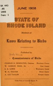 Cover of: Abstract of laws relating to birds by Rhode Island. Commissioners of birds. [from old catalog]