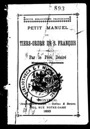 Cover of: Petit manuel du Tiers-Ordre de S. François