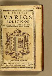 Cover of: Discursos varios politicos by Manoel Severim de Faria, Manoel Severim de Faria