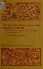 Cover of: Doctoral dissertations in Hispanic American literature by Barbara J. Robinson