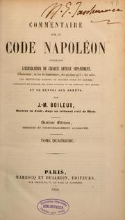 Cover of: Commentaire sur le Code Napoléon...