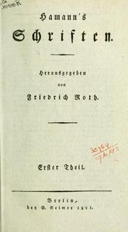 Cover of: Hamann's Schriften