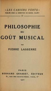 Cover of: Philosophie du goût musical.