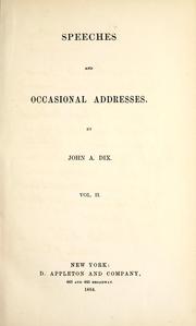 Cover of: Speeches and occasional addresses.