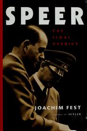 Cover of: Speer: the final verdict