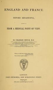 Cover of: England and France before Sebastopol: looked at from a medical point of view