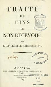 Cover of: Traité des fins de non recevoir