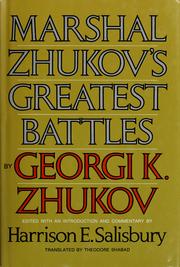 Cover of: Marshal Zhukov's greatest battles