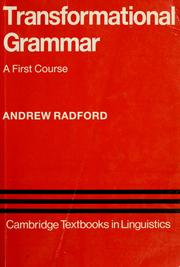 Cover of: Transformational grammar: a first course