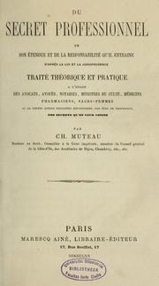 Cover of: Du secret professionnel: traité théorique et pratique