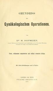 Cover of: Grundriss der gynäkologischen Operationen