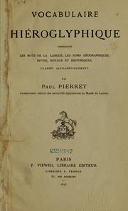 Cover of: Vocabulaire hiéroglyphique by Paul Pierret