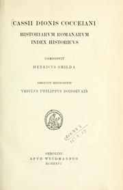 Cover of: Cassii Dionis Cocceiani Historiarvm romanarvm qvae svpersvnt edidit Vrsvlvs Philippvs Boissevain