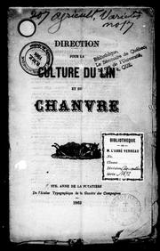 Cover of: Direction pour la culture du lin et du chanvre by 