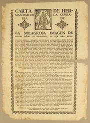 Cover of: Carta de hermandad de la Cofradia de la Milagrosa Imagen de Nuestra Señora de Copacabana ..