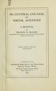 Cover of: The central council of social agencies: a manual