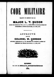 Cover of: Code militaire by L. T. Suzor